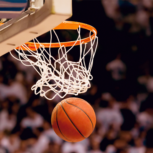 a basketball going into a net